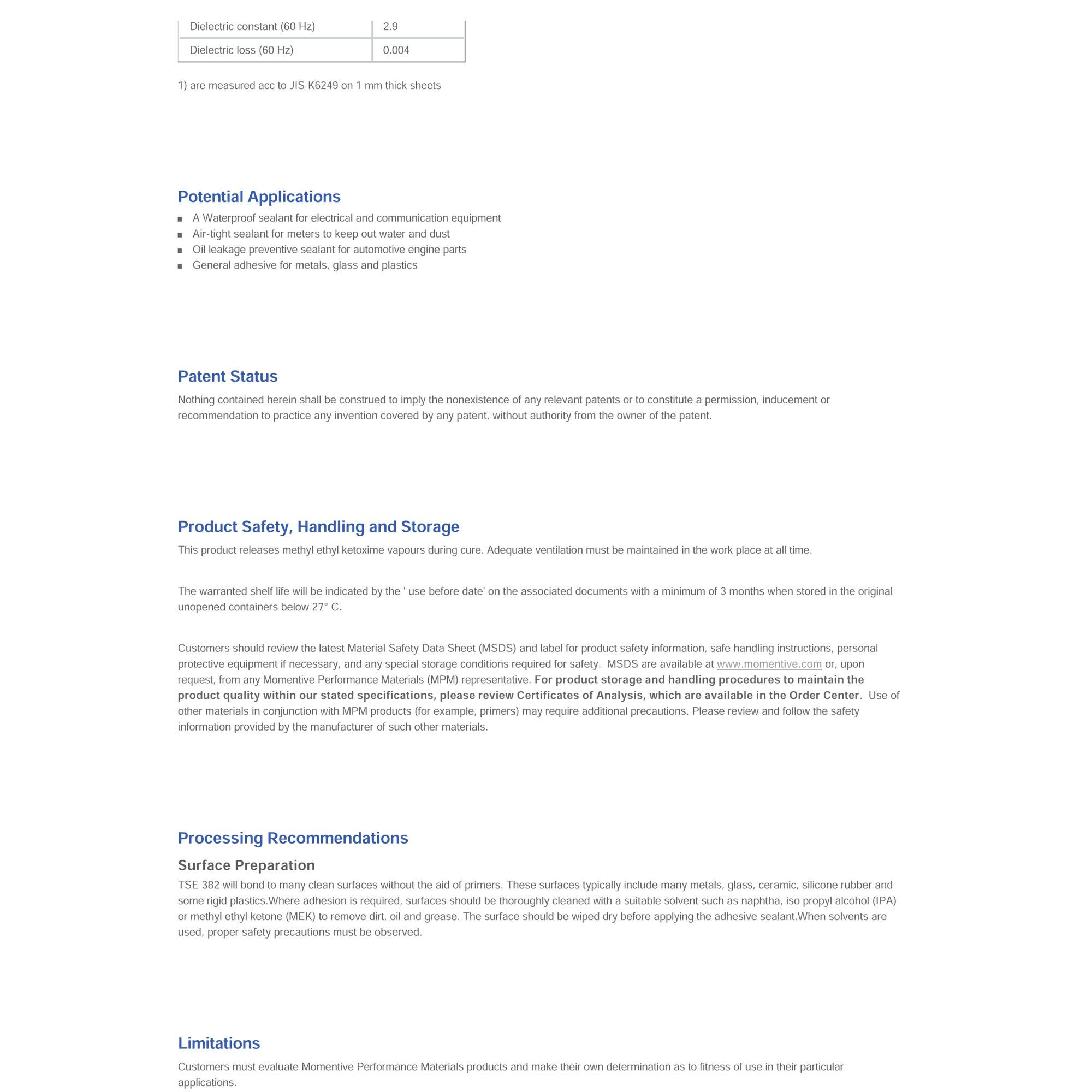 Momentive TSE382 Clear or White 333ml Dielectric Silicone Adhesive